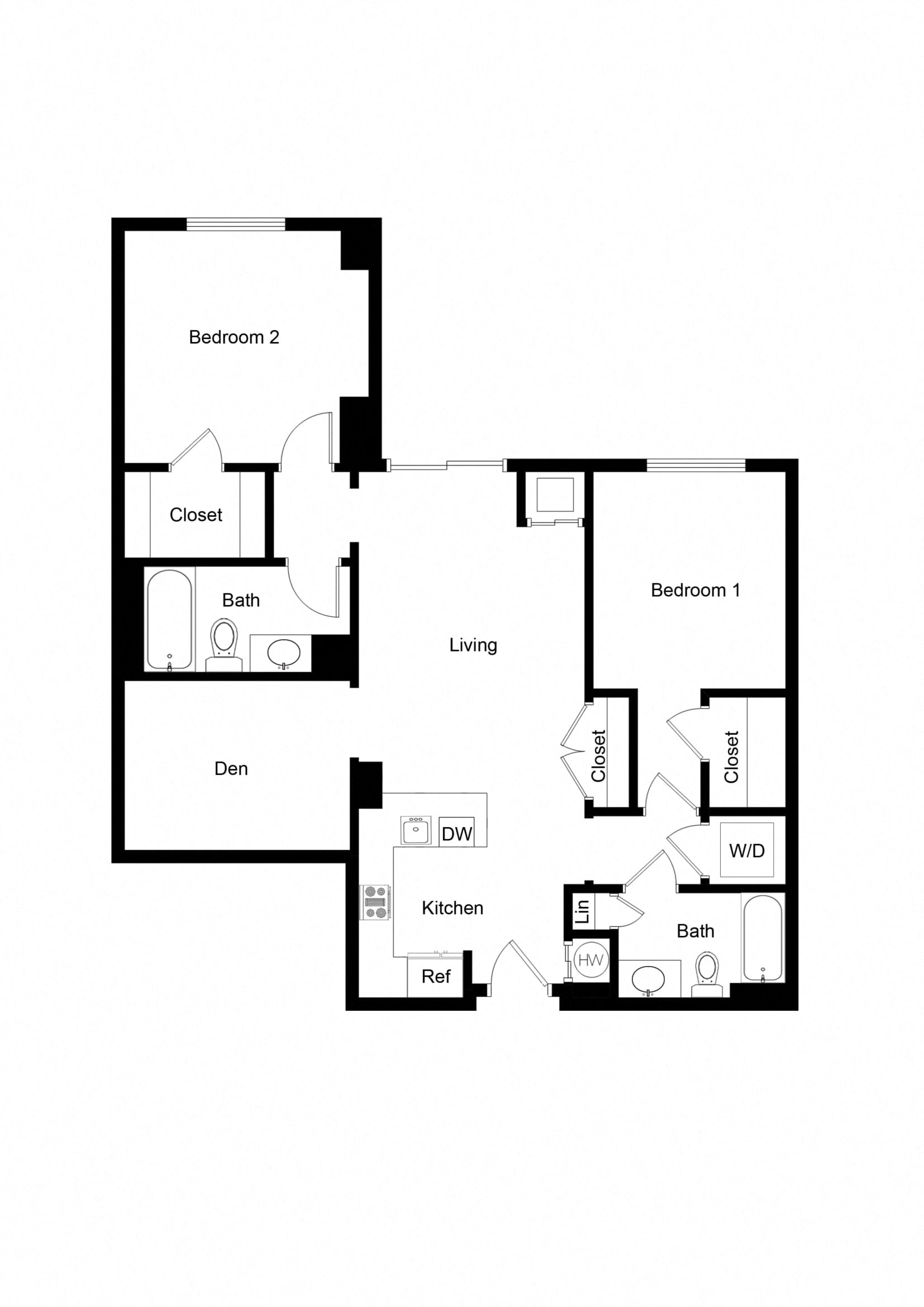 2x2 Den BD02-1 Floor Plan 2x2 Den BD02-1 Floor Plan